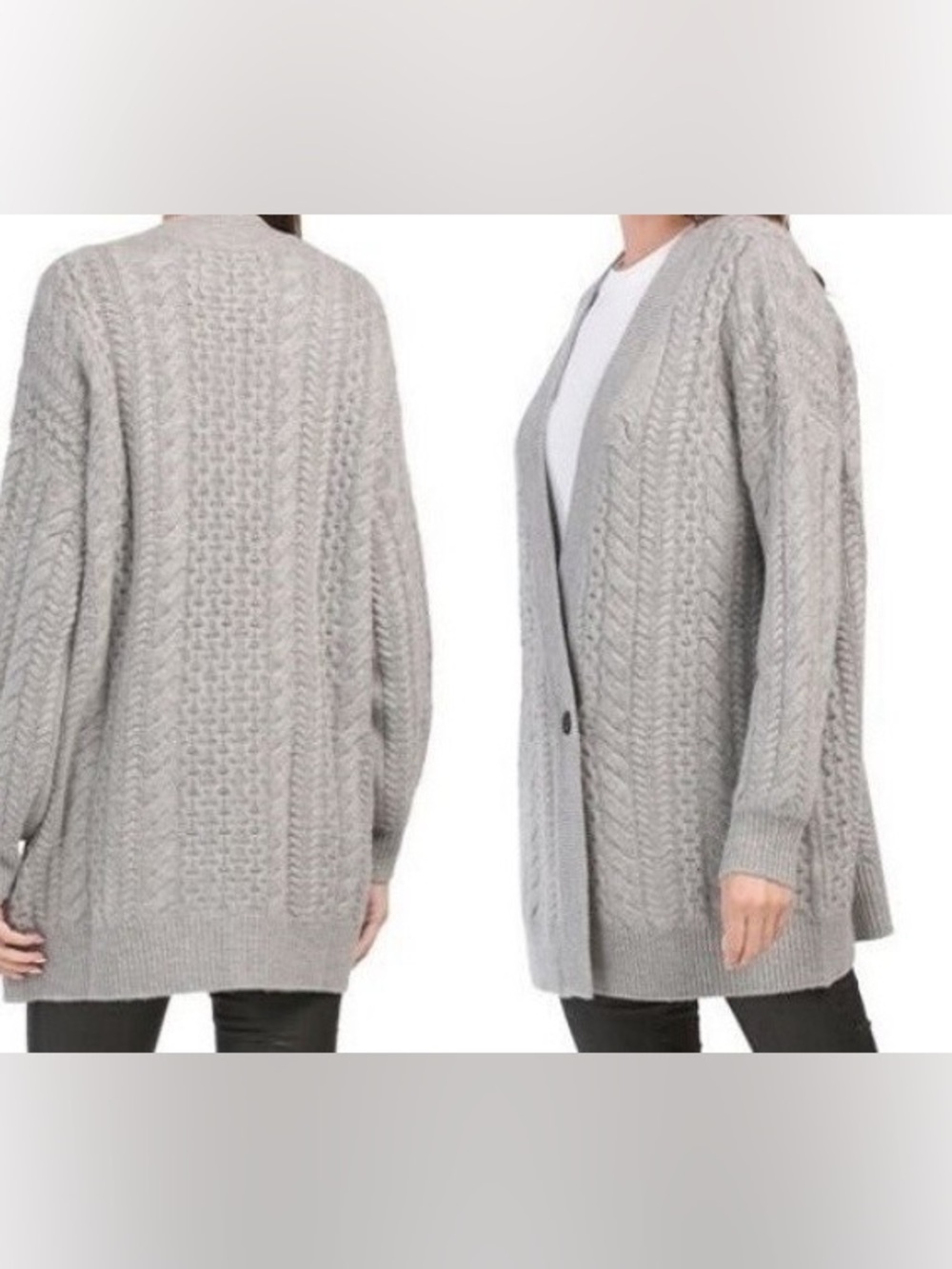 NAADAM Wool-Cashmere-Blend Cable Knit Oversized Double-breasted Cardigan M  $520